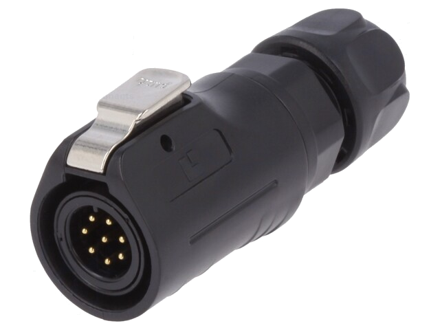 Connector: rond; stekker; maat 12; 02; mannelijk; PIN: 8; verguld; 3A Connector: rond; stekker; maat 12; 02; mannelijk; PIN: 8; verguld; 3A